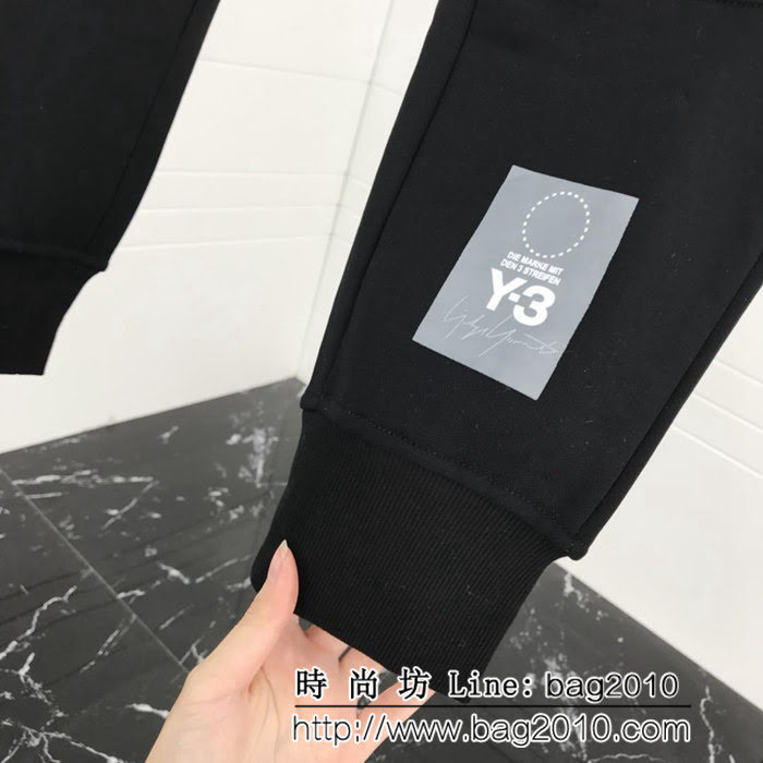 Y-3山本耀司 18fw新款 背後刺繡貼布logo 純棉絨男款衛褲 ydi1677